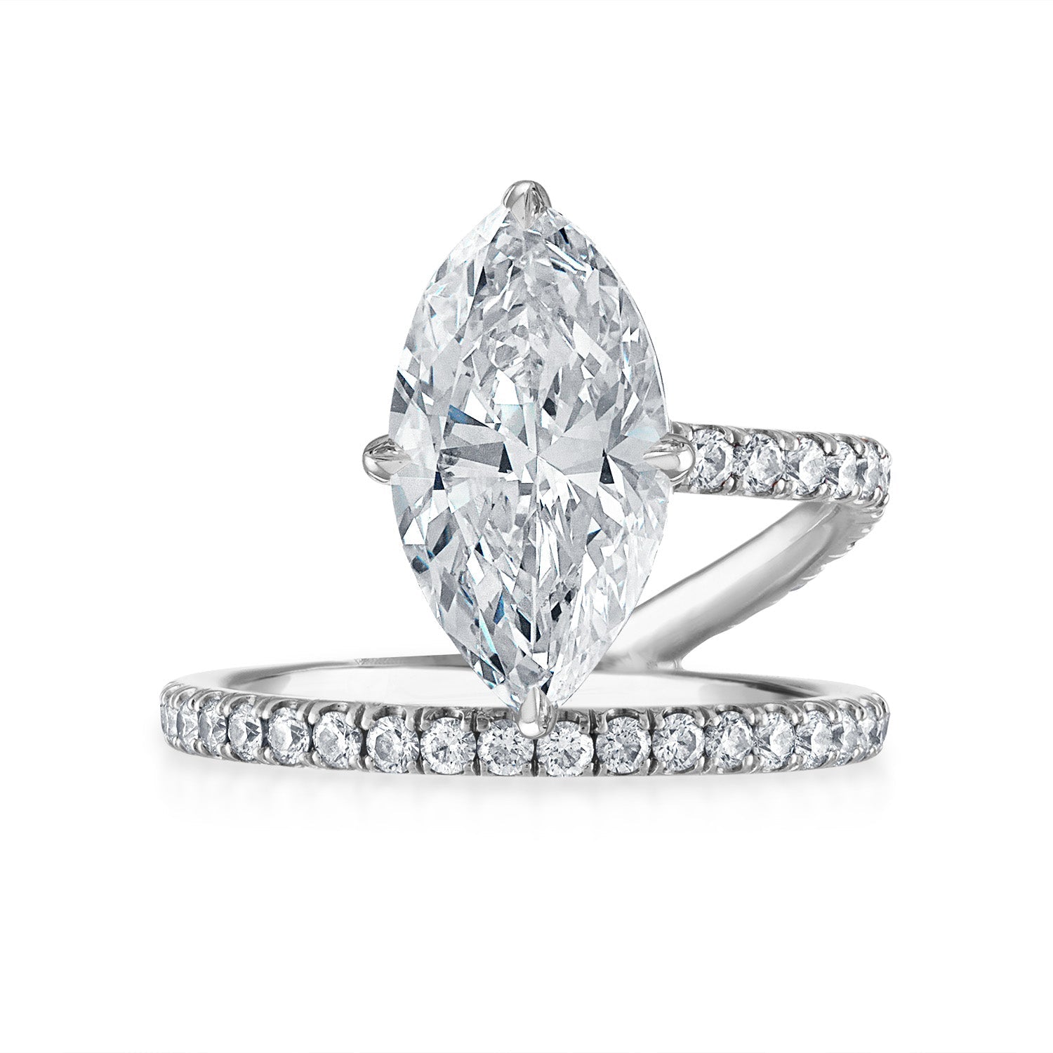 Marquise Band and a Half Engagement Ring in Platinum