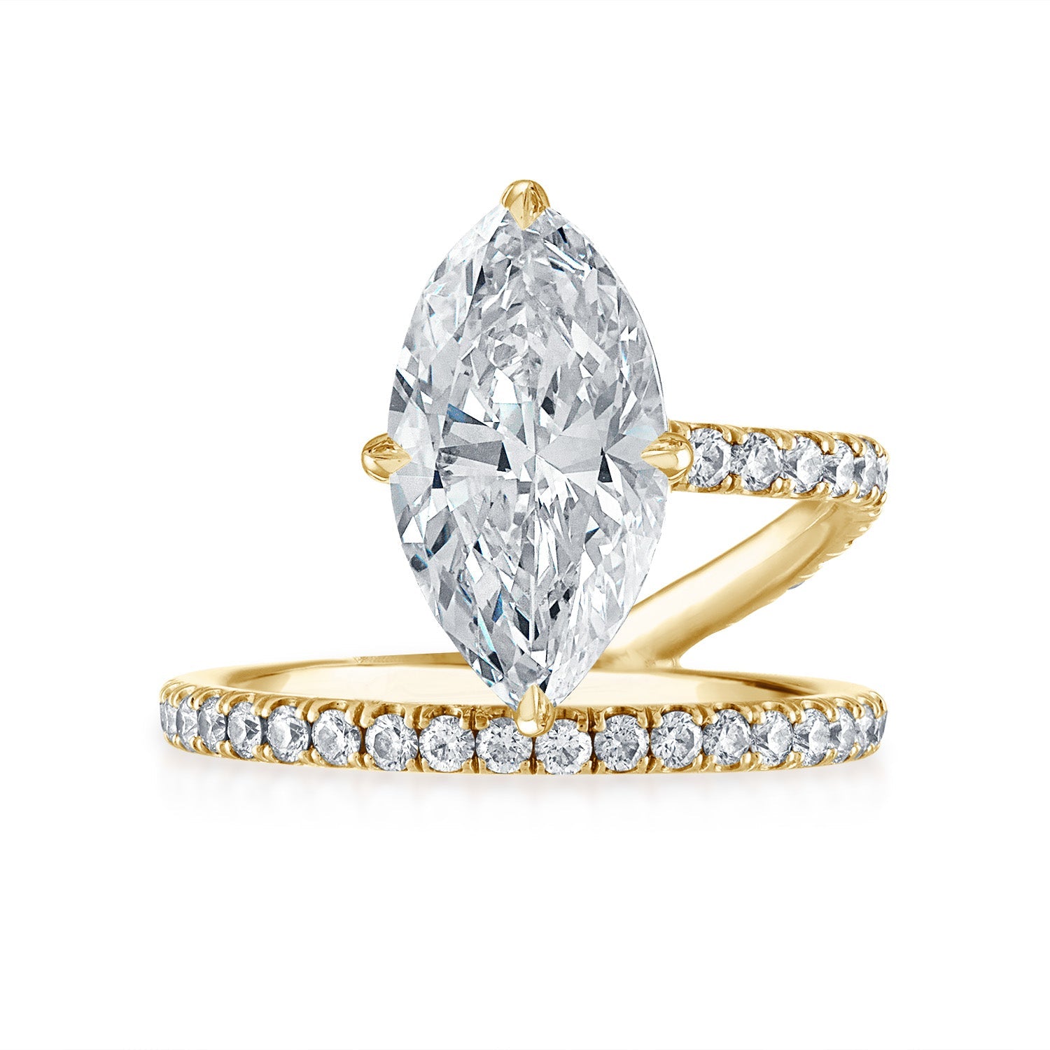 Marquise Band and a Half Engagement Ring in Yellow Gold