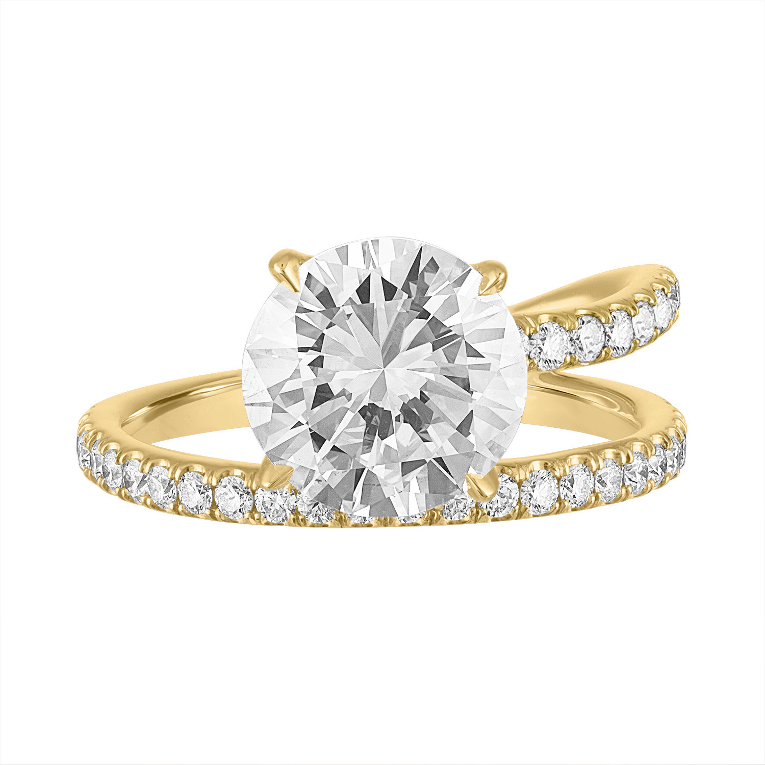 Round Band and a Half Engagement Ring in Yellow Gold
