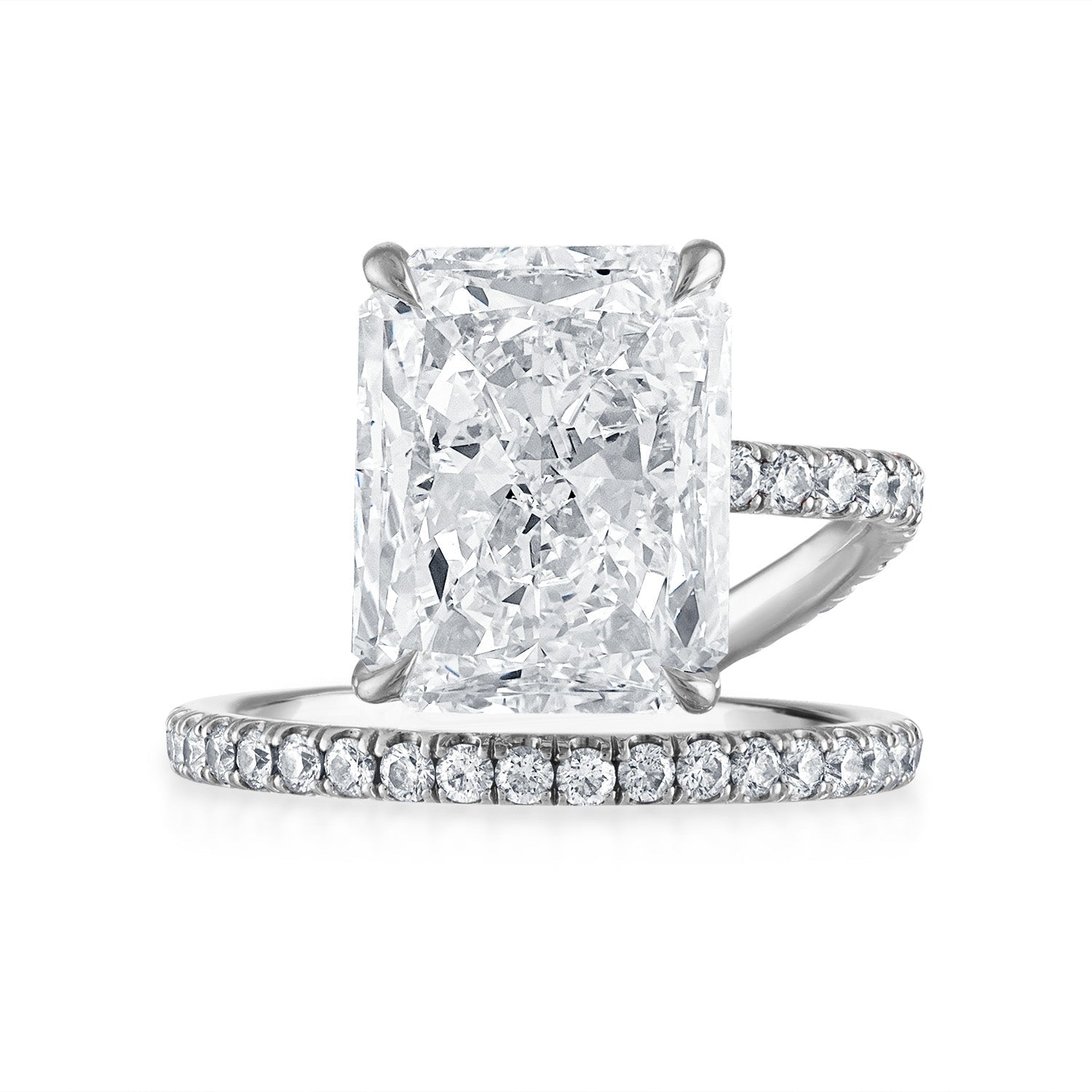 Radiant Band and a Half Engagement Ring in Platinum