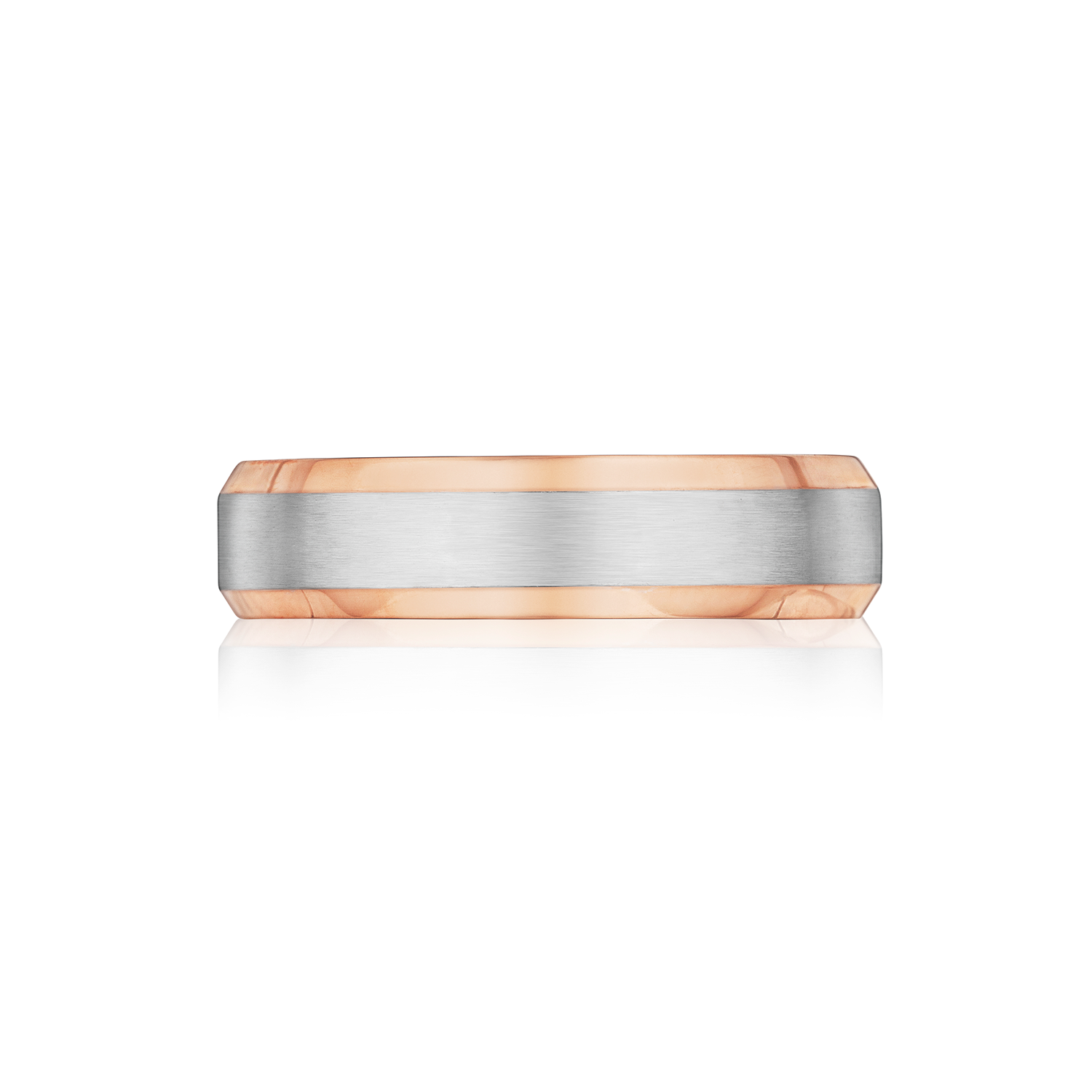 Beveled Gold Wedding Band in Platinum and Rose Gold