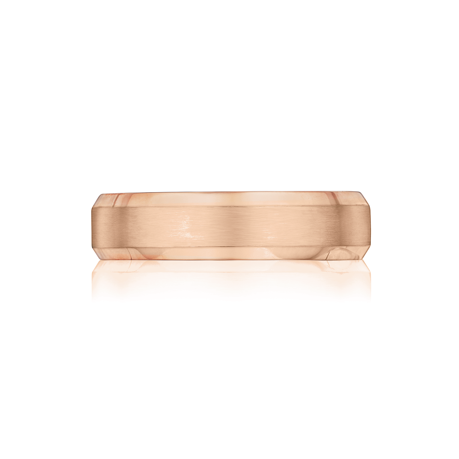 Beveled Gold Wedding Band in Rose Gold