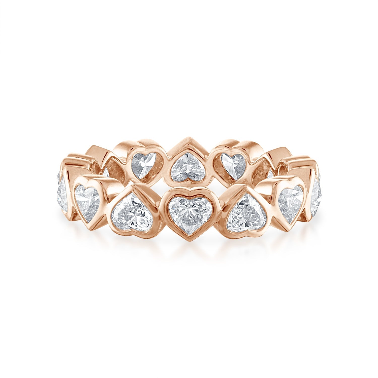 Rose Gold Heart Bezel Set Eternity Band