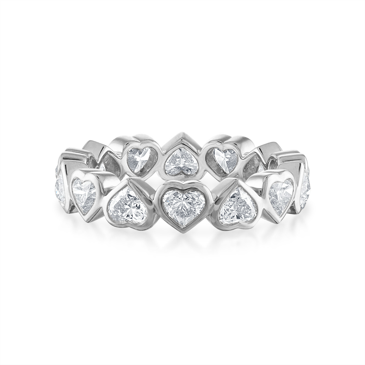 Platinum Heart Bezel Set Eternity Band