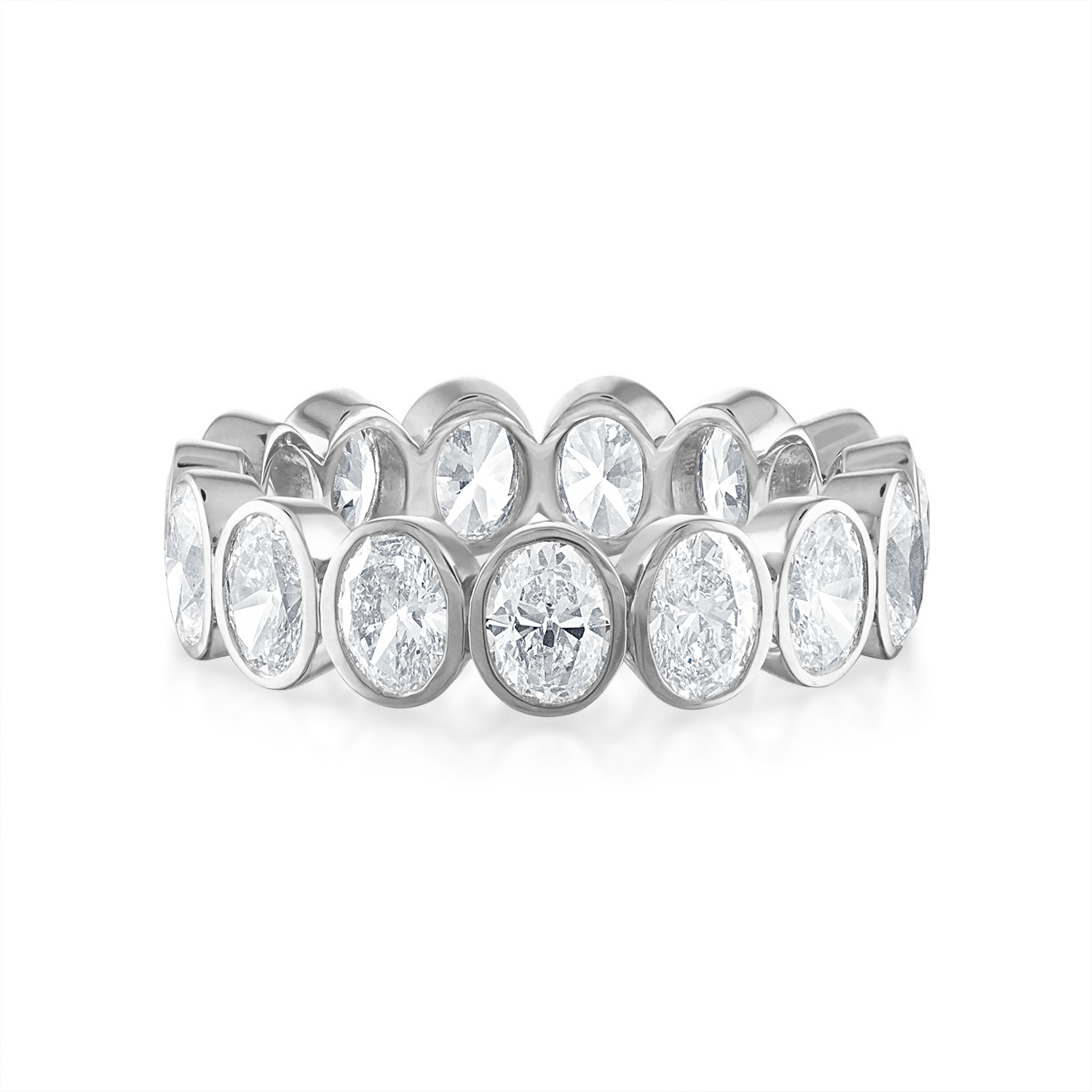 Platinum Oval Bezel Set Eternity Band