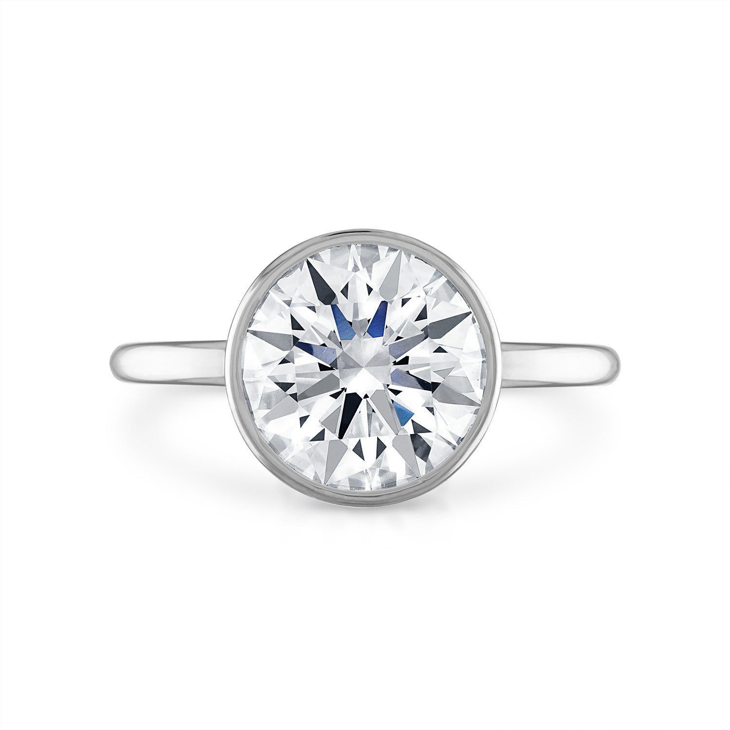 Round Bezel Engagement Ring in Platinum