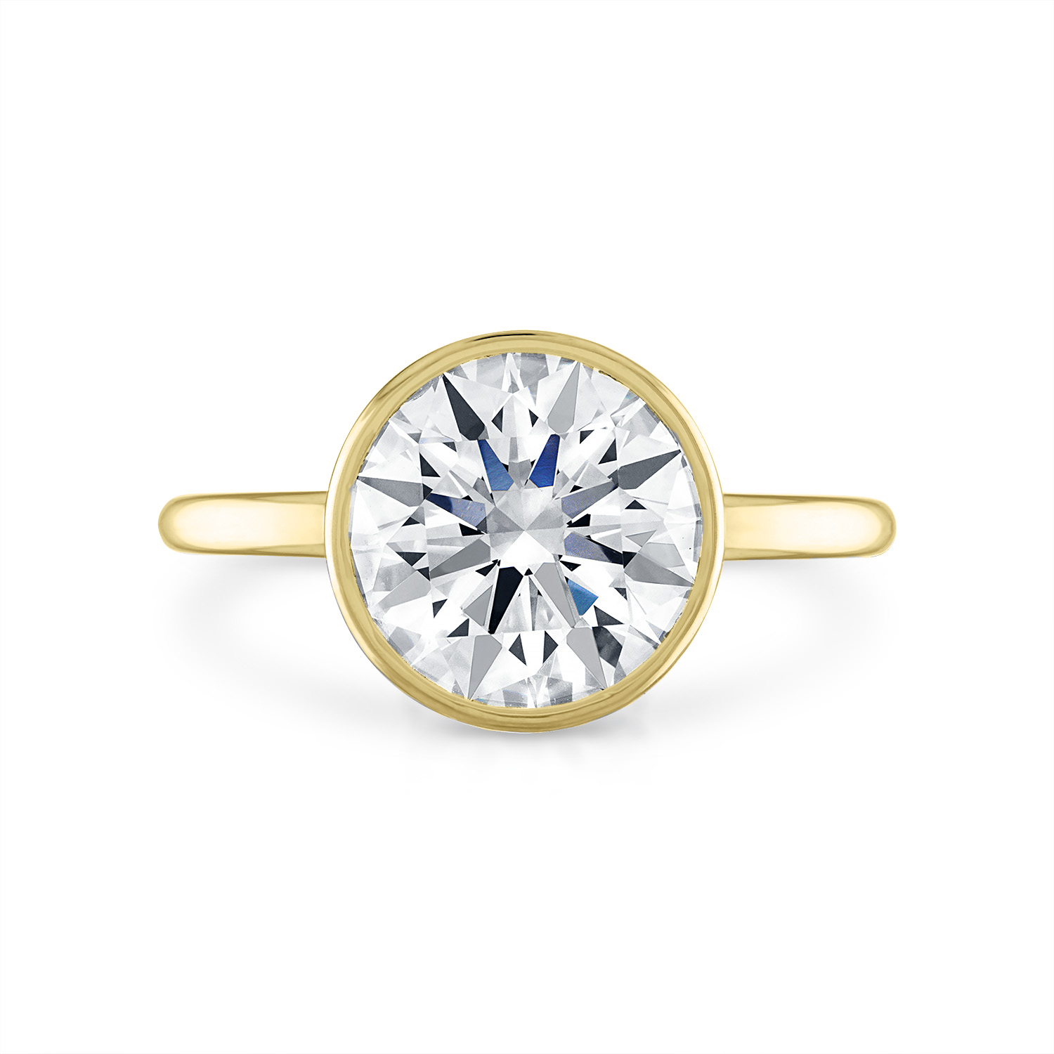 Round Bezel Engagement Ring in Yellow Gold