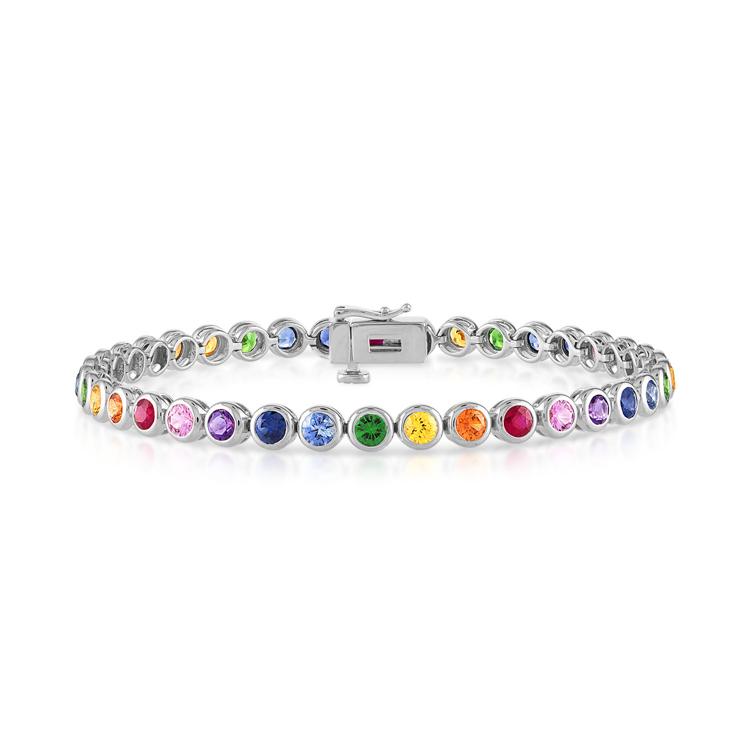 Rainbow gemstone tennis bracelet on sale