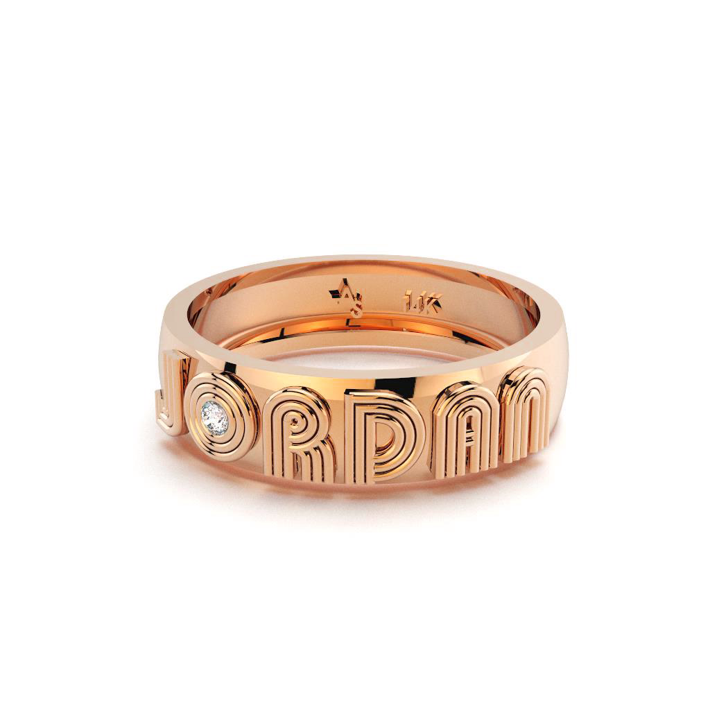 Custom Cigar Band Ring in Rose Gold
