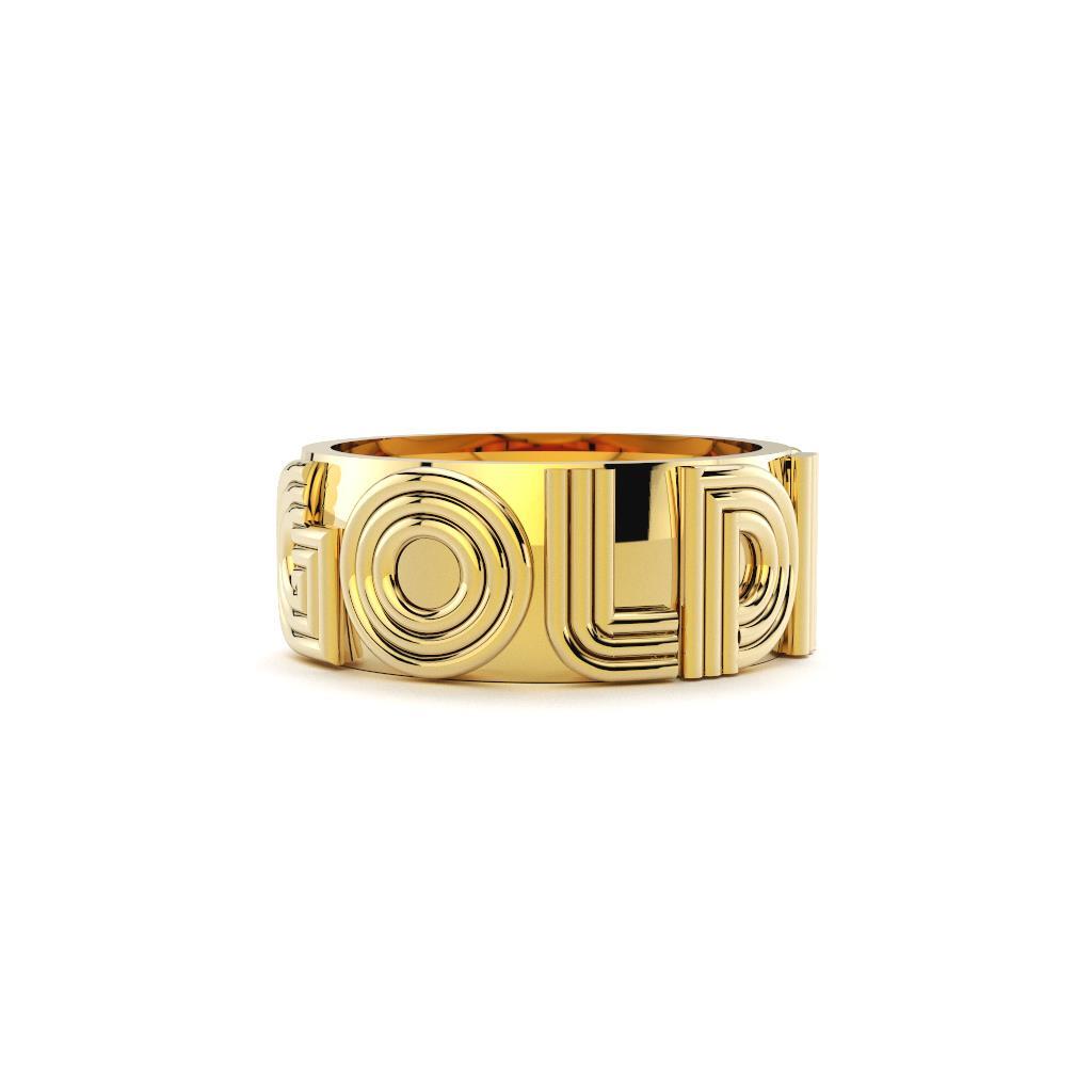 Custom Cigar Band Ring in Yellow Gold