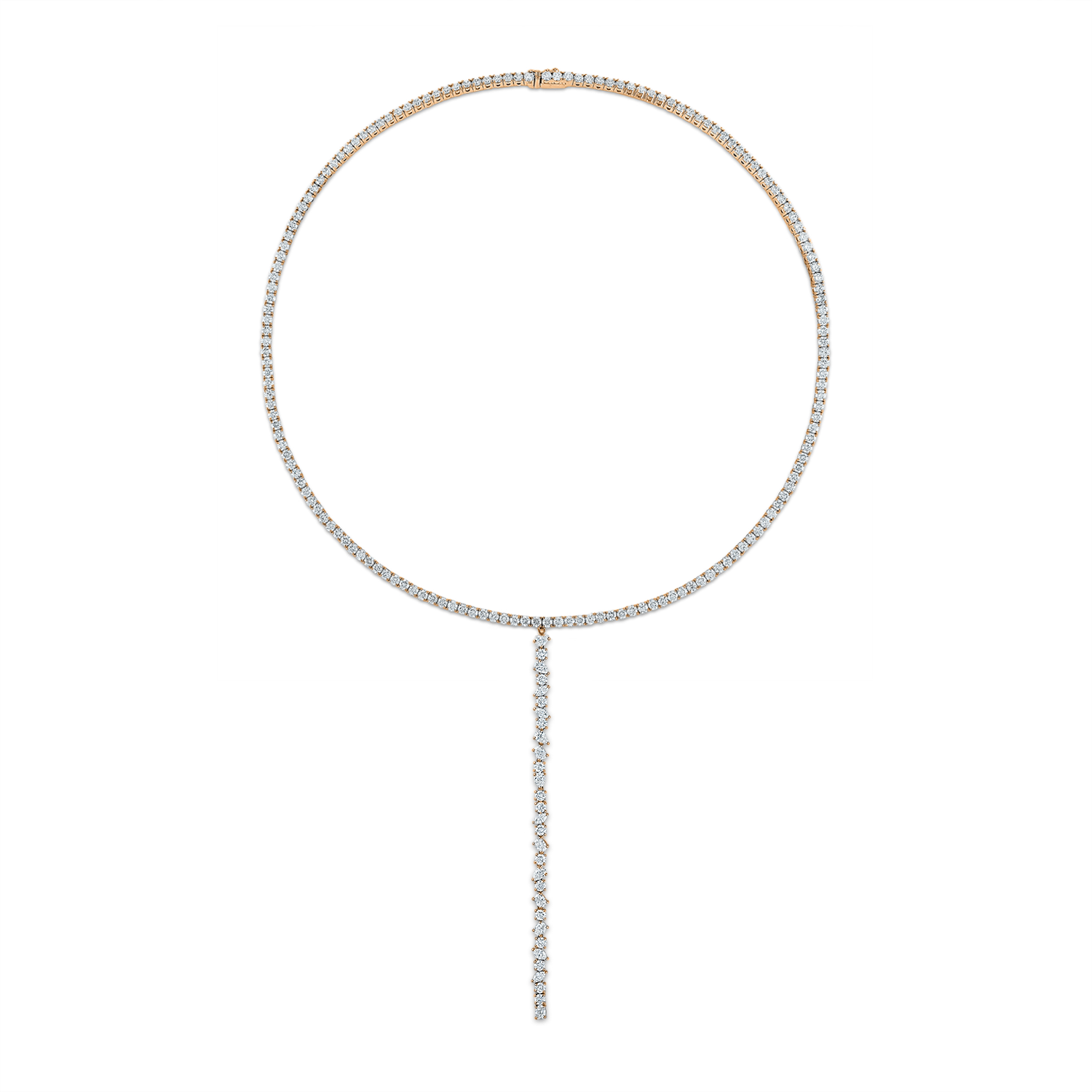 Diamond Tennis Necklace with Detachable Drop in Rose Gold