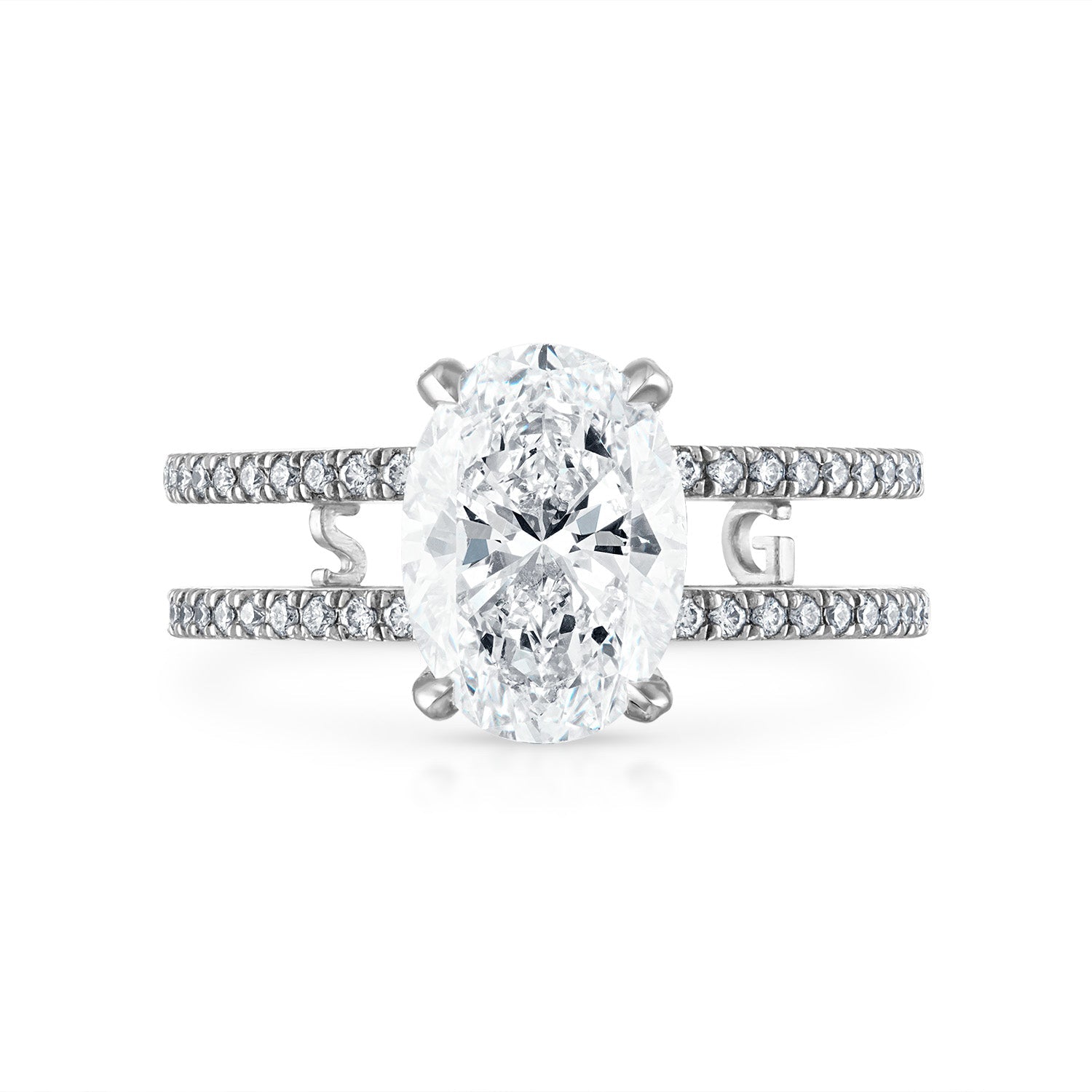 Double band clearance oval engagement ring