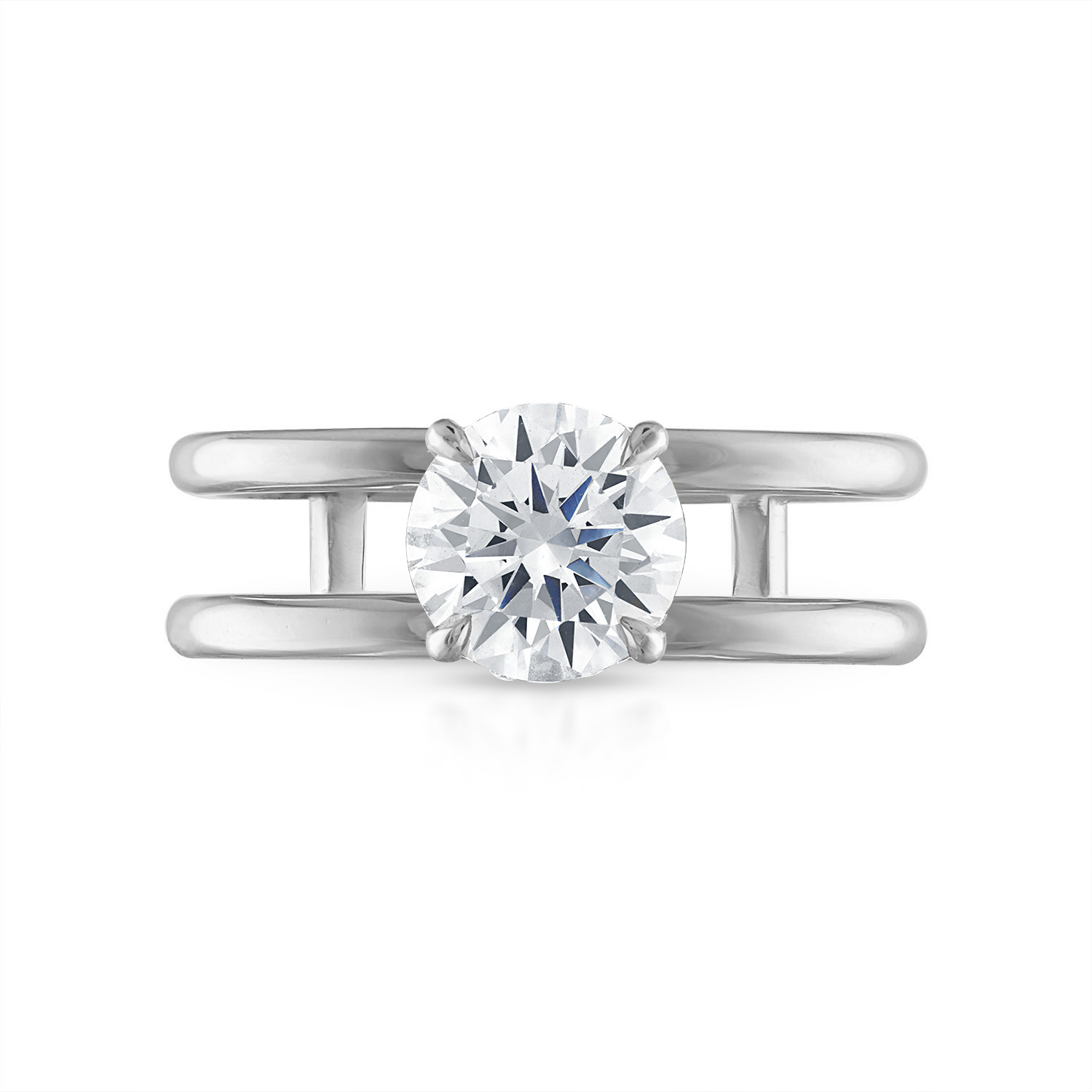 Round Double Band Engagement Ring in Platinum