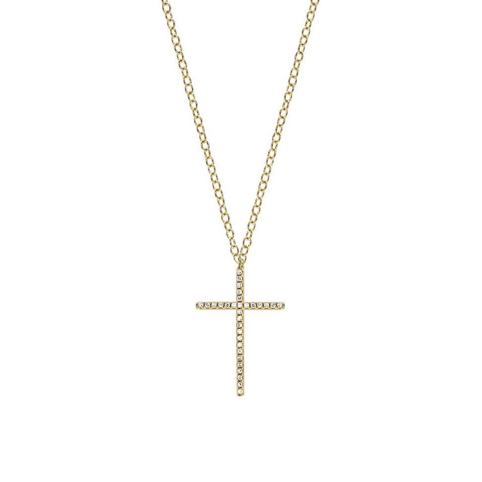 Gold diamond online cross necklace