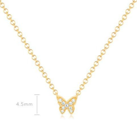 1.18cts Diamond 18k Rose Gold Butterfly Pendant Necklace