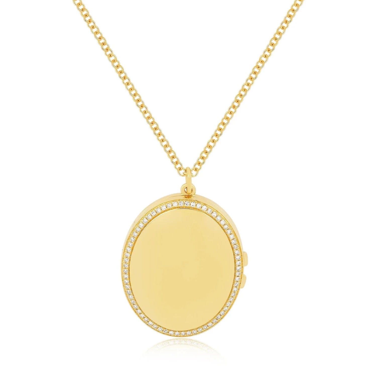 Gold and Diamond Oval Locket Necklace