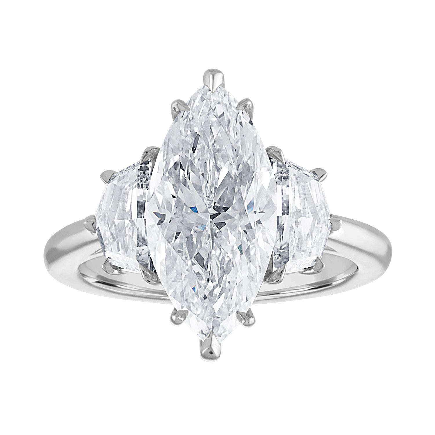 Marquise with Epaulette Side Stone Engagement Ring in Platinum