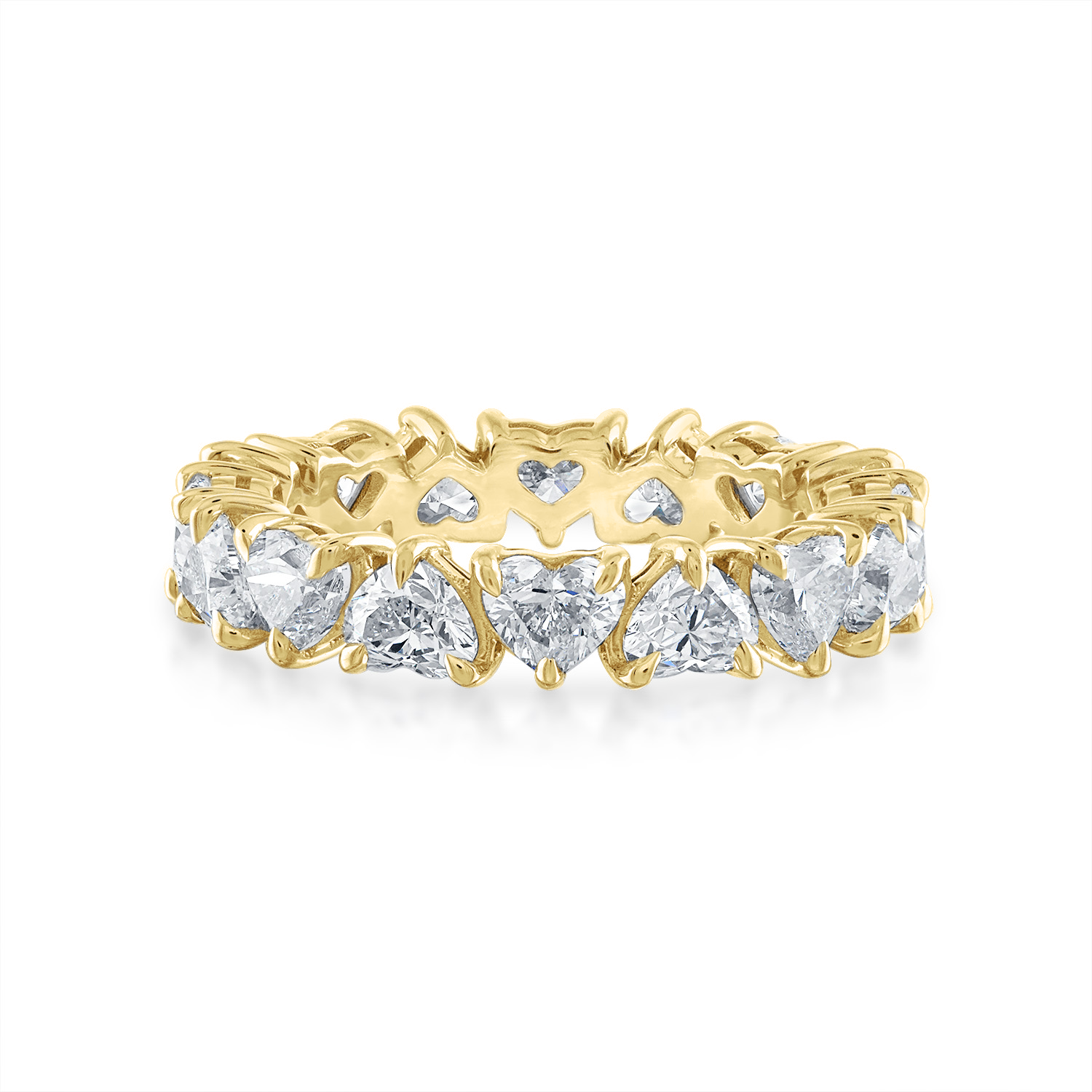 Yellow Gold Heart Eternity Wedding Band