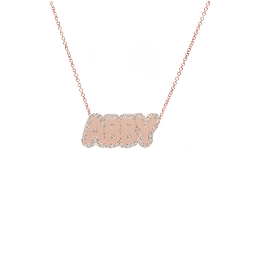 Large Bubble with Pave Outline Necklace
