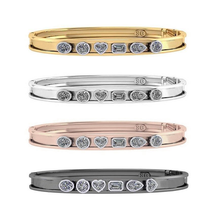 Fancy Shape Diamond Slider Bangle