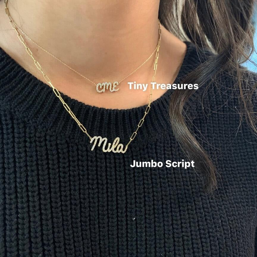 Diamond Jumbo Script Name Necklace