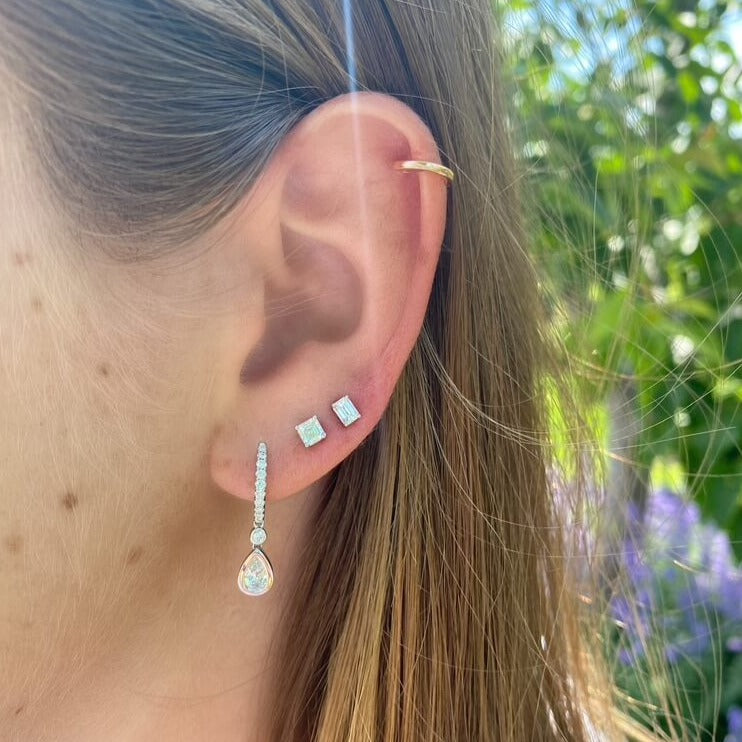 Emerald Cut Diamond Stud Earrings