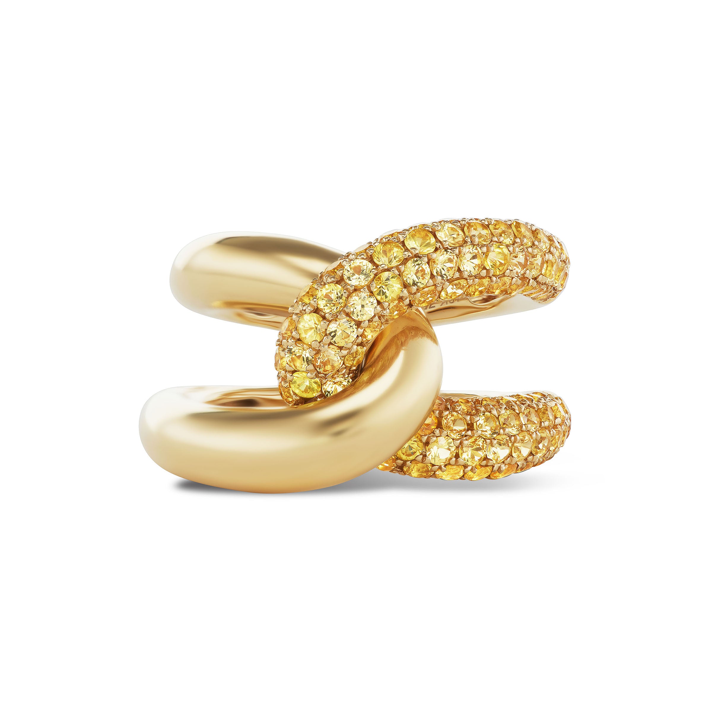 Gold and Gemstone Intertwin Ring
