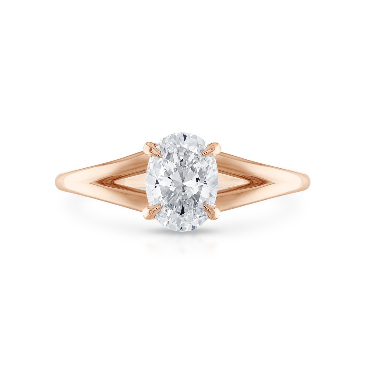 Oval Split Shank Engagement Ring in Rose Gold