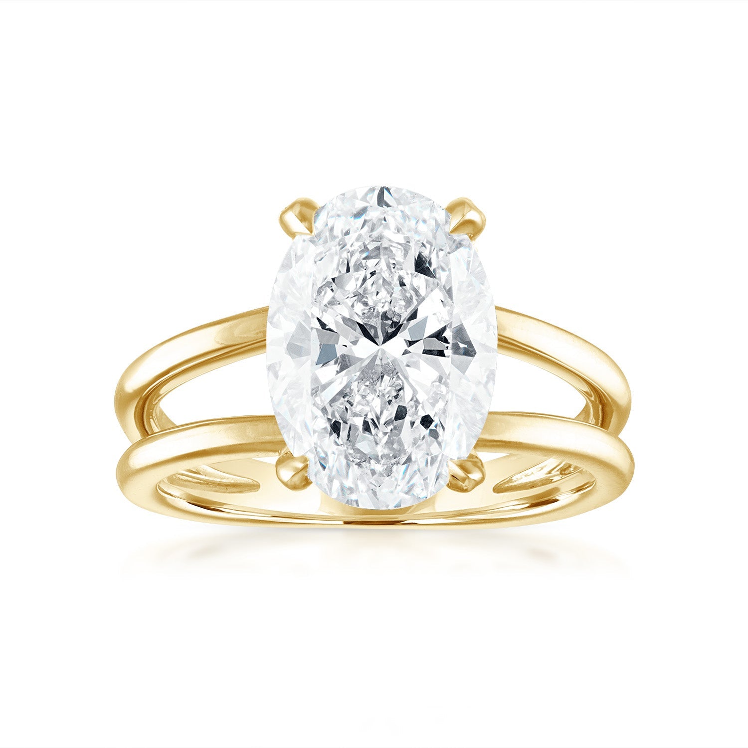 Oval Split Shank Engagement Ring in Yellow Gold