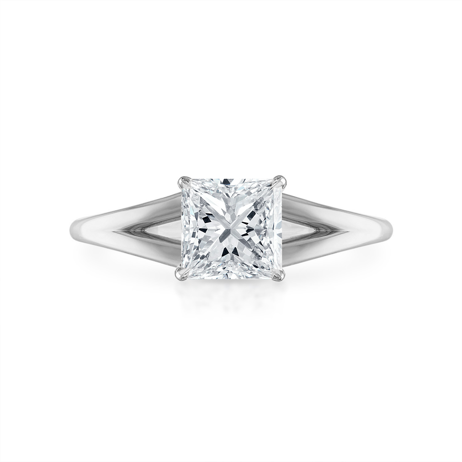 Princess Split Shank Engagement Ring in Platinum