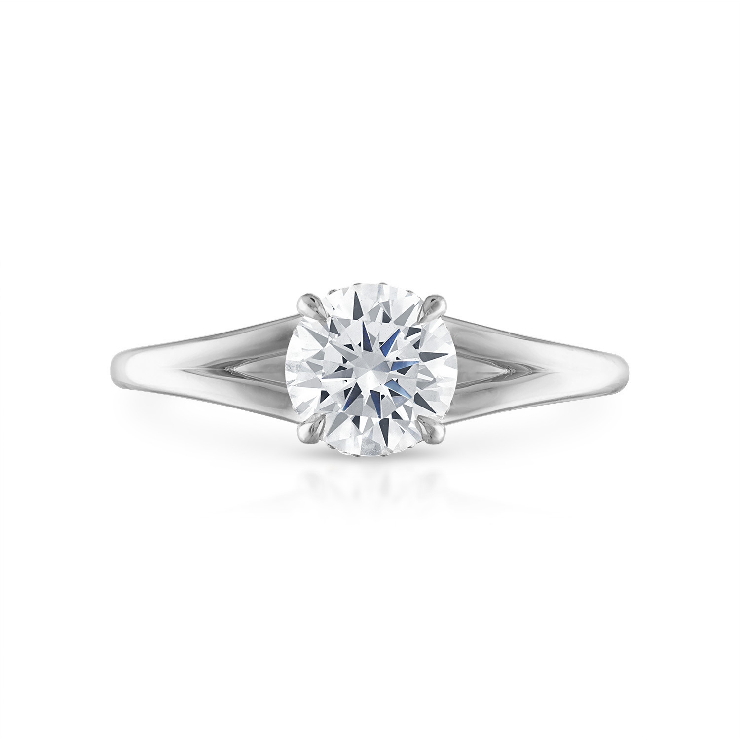 Round Split Shank Engagement Ring in Platinum