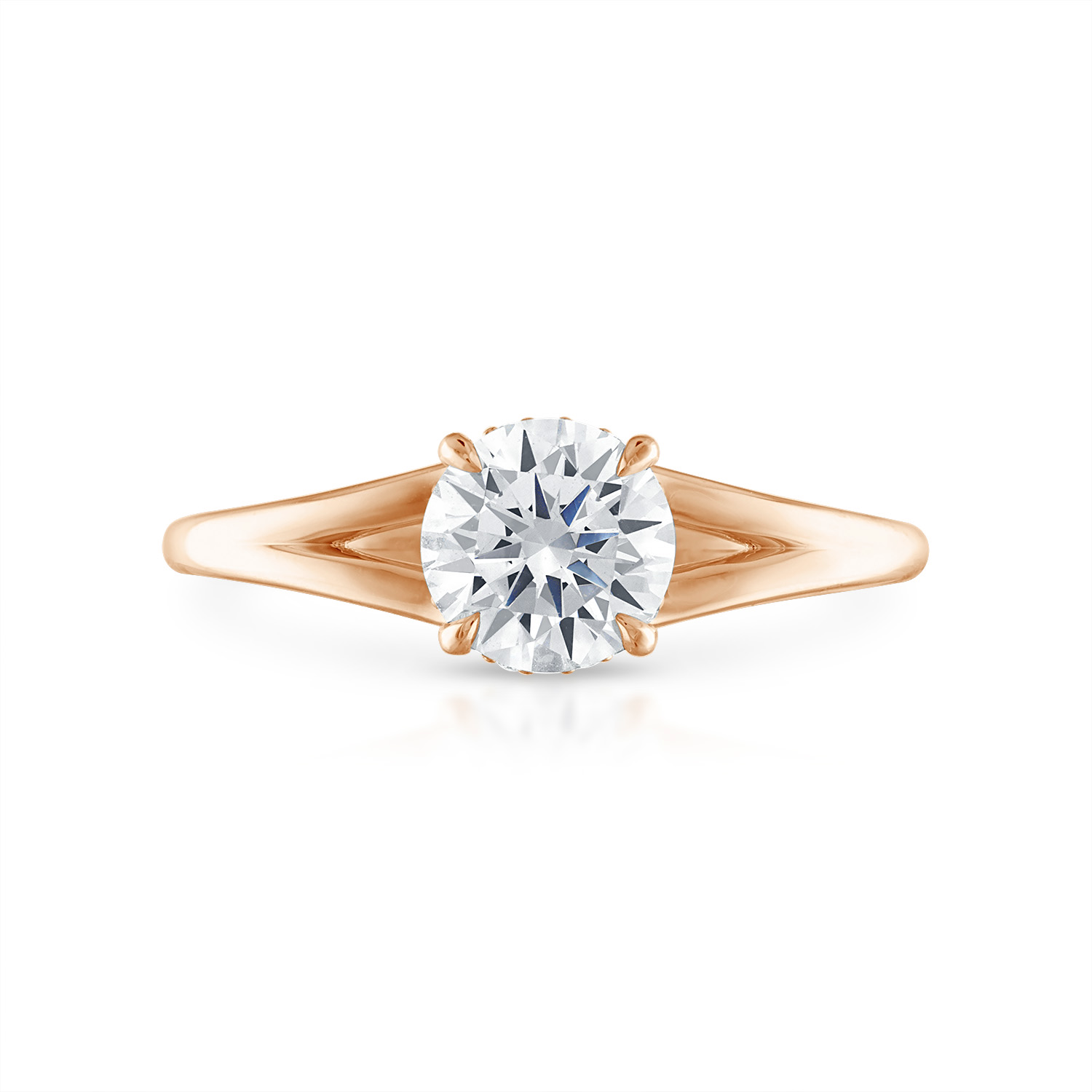 Round Split Shank Engagement Ring in Rose Gold