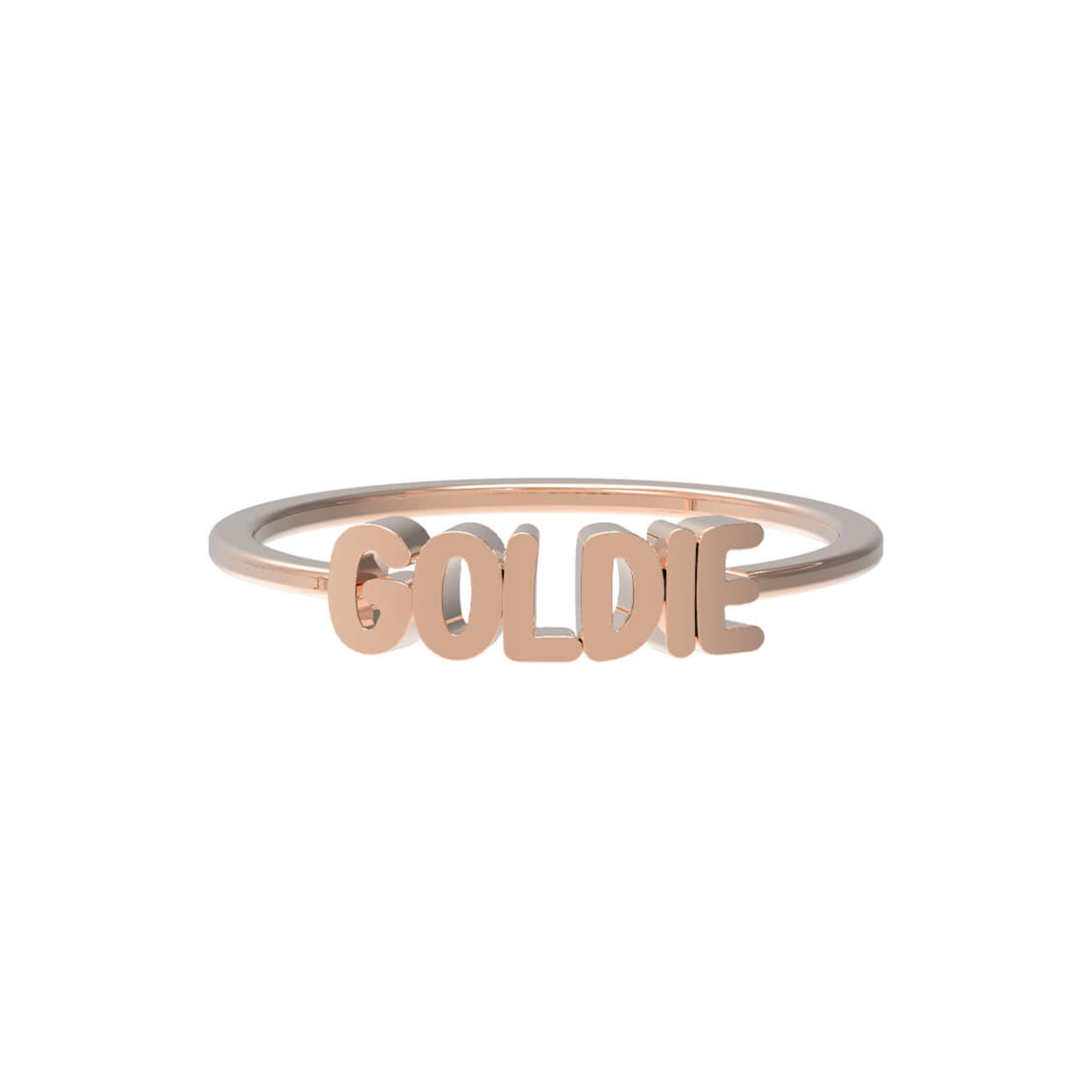 Baby Bubble "Goldie" Name Ring in Rose Gold Size 6.5