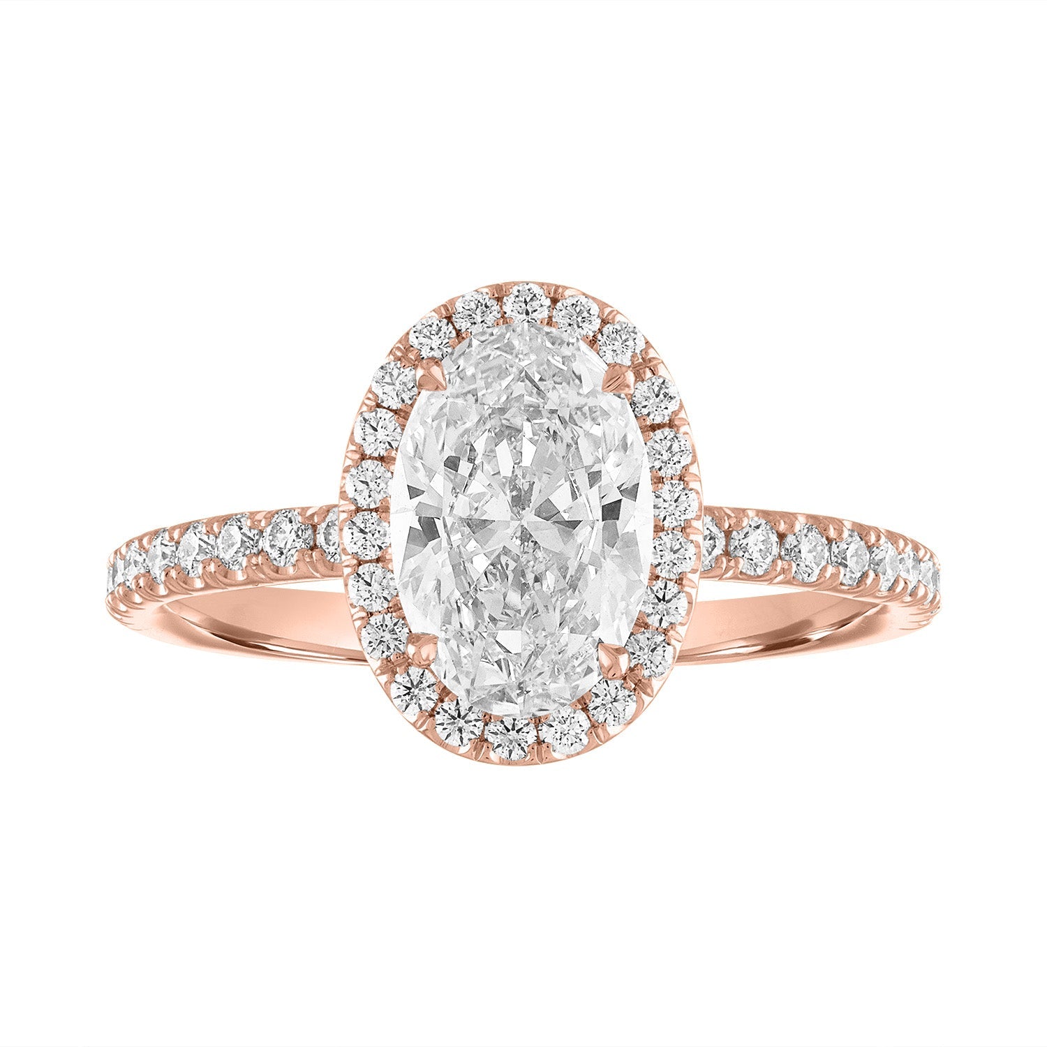 Oval Halo Engagement Ring in Rose Gold