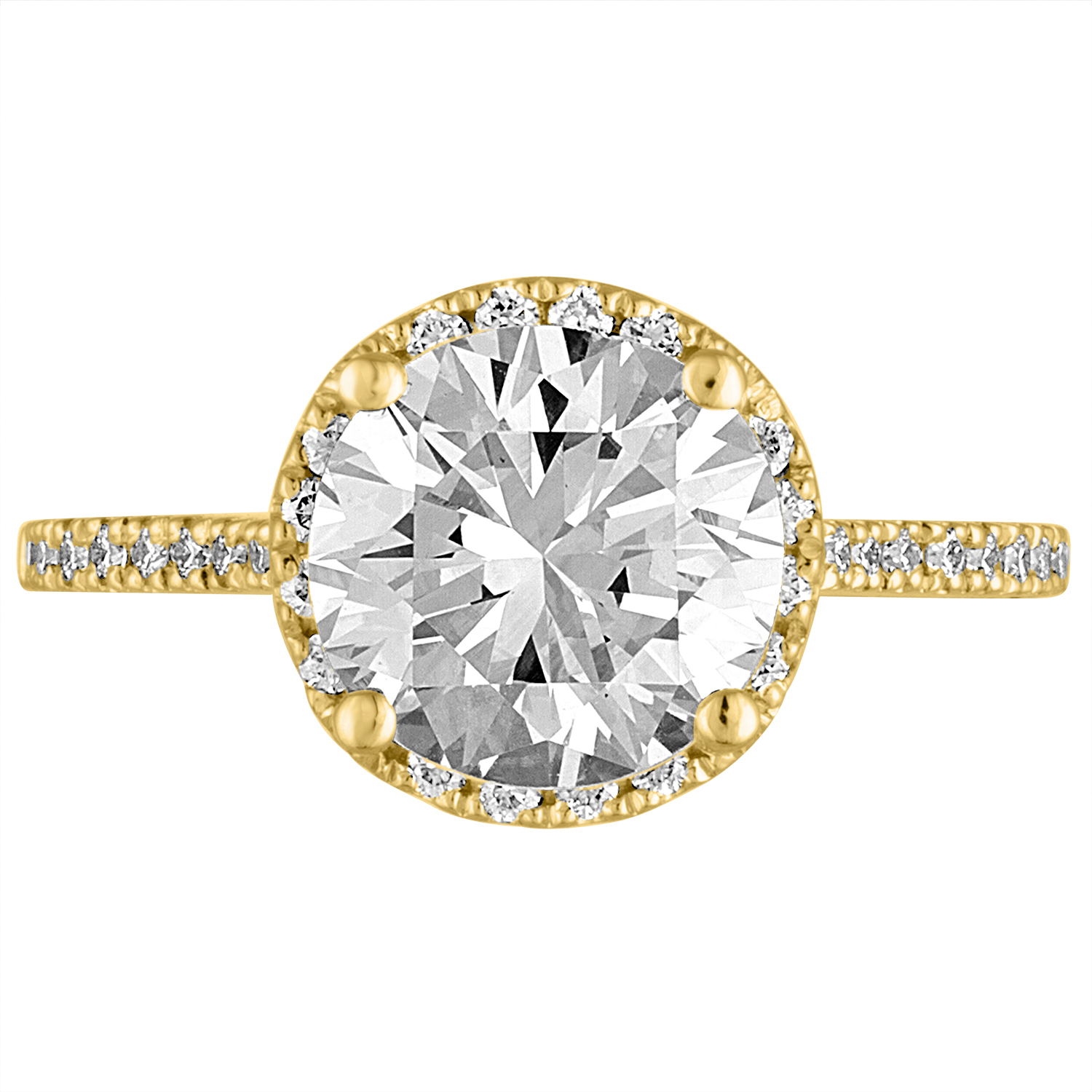 Round Halo Engagement Ring in Yellow Gold