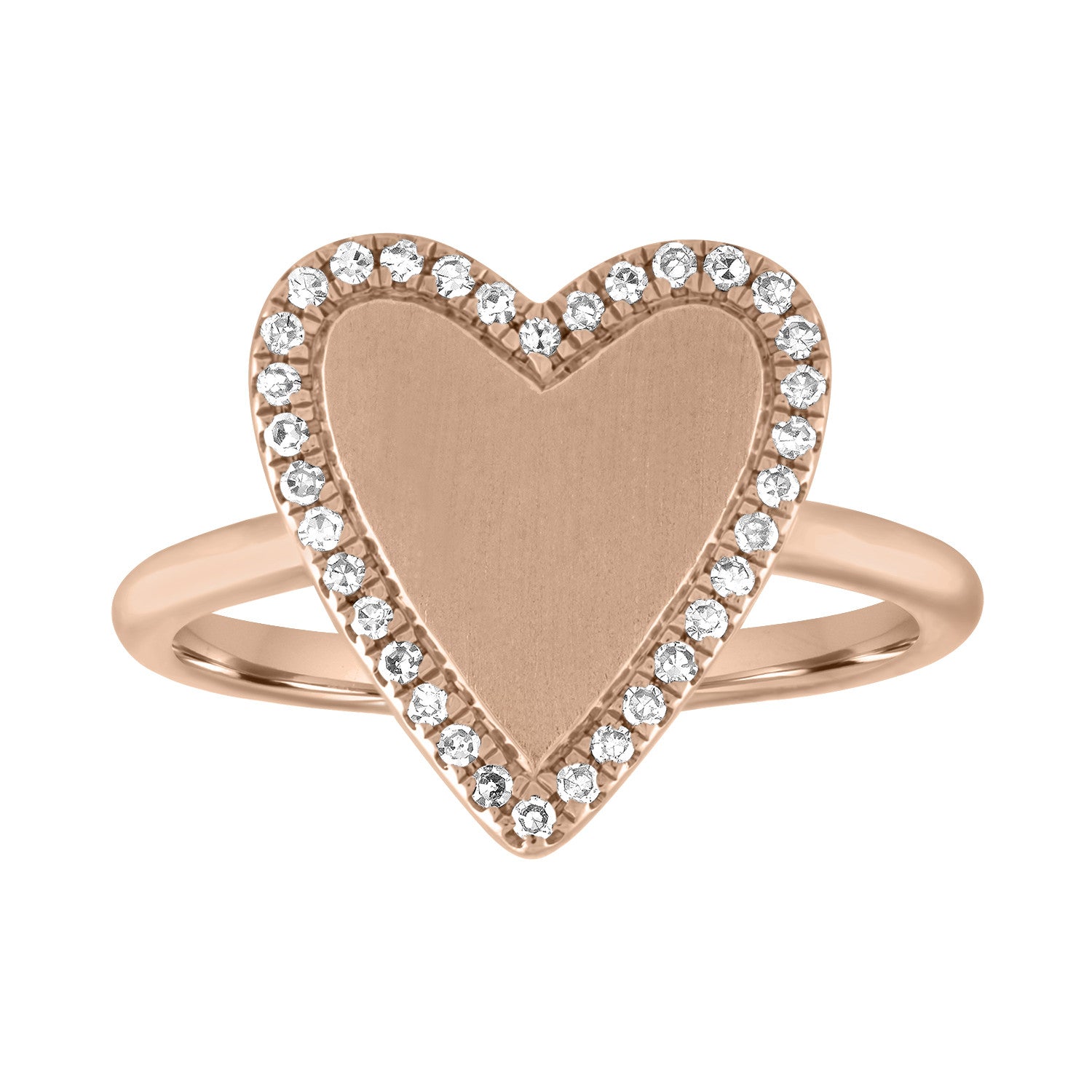 Gold Heart with Pave Outline Ring
