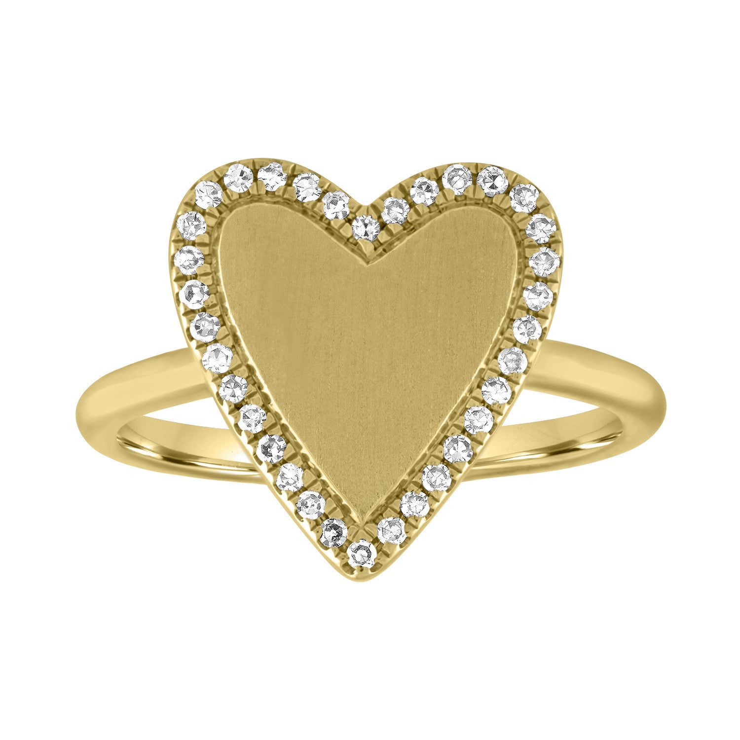 Gold Heart with Pave Outline Ring
