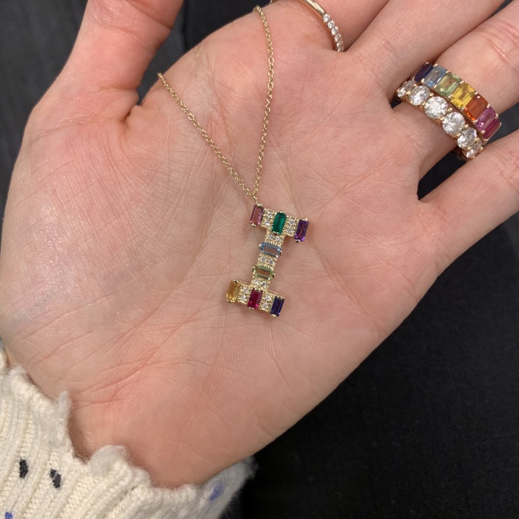 Mini Rainbow Initial Necklace