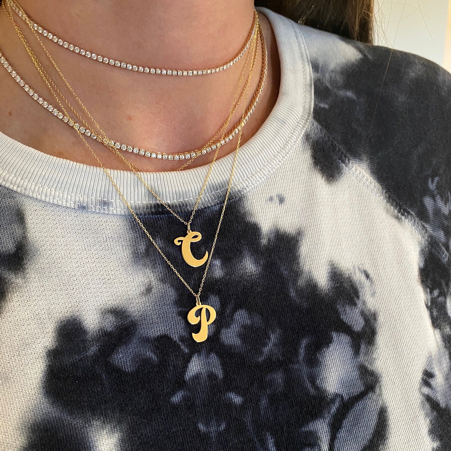 Heart Cursive Initial Pendant with Cuban Necklace – LuluMel