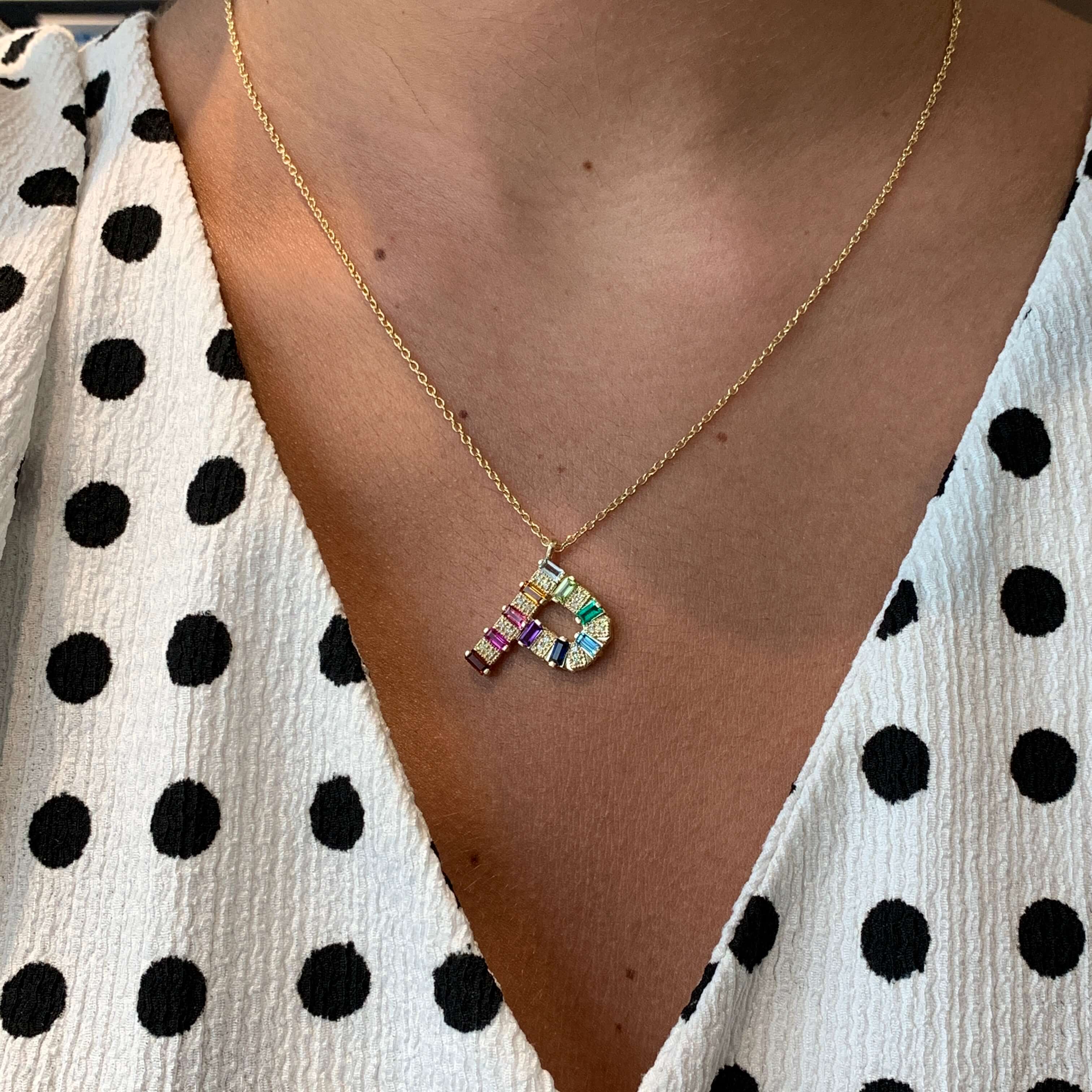Mini Rainbow Initial Necklace