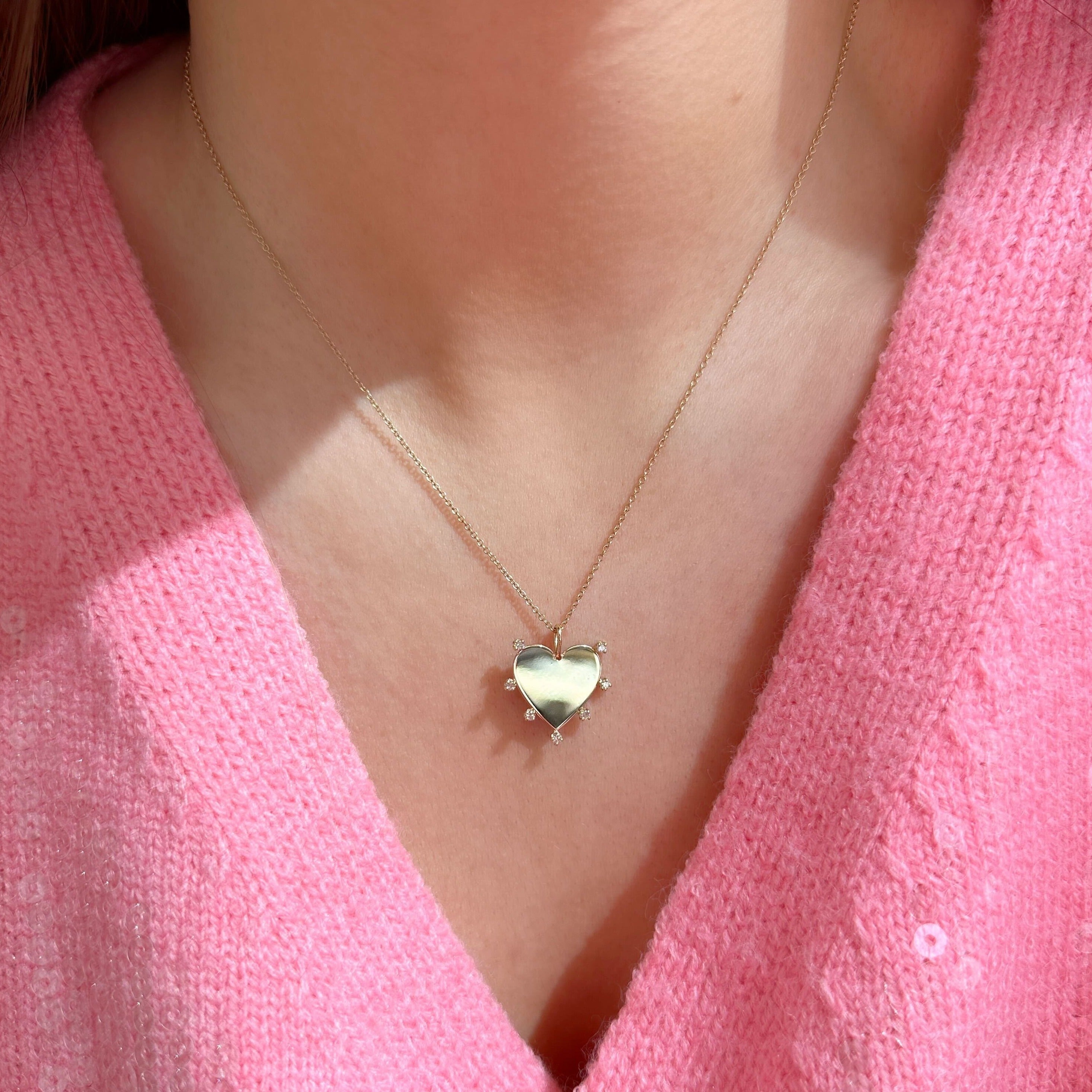 7 Prong Diamond Heart Pendant Necklace