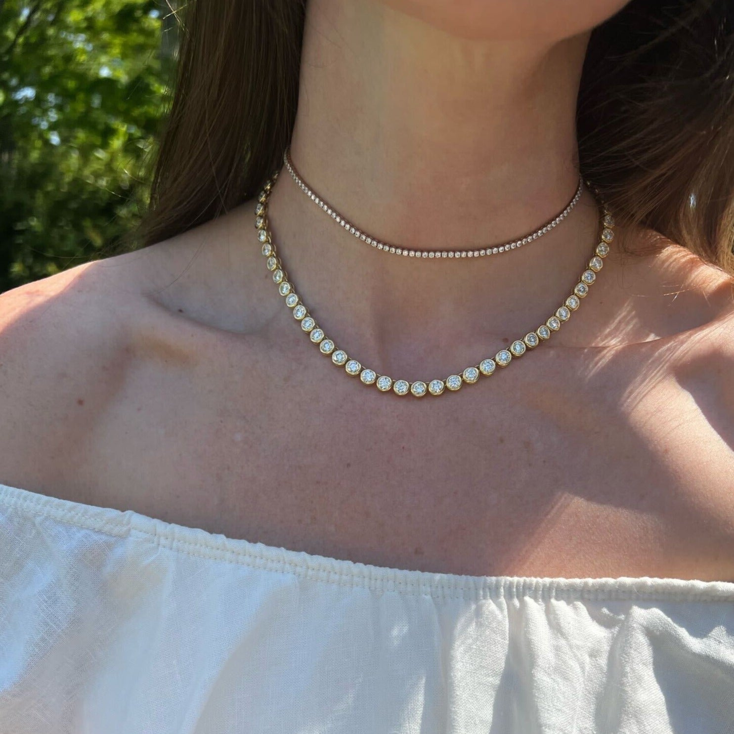 Buy Diamond Bezel Set Necklace for Women | 14k Real Gold Three Diamond  Necklace | Diamond Cluster Pendant Necklace in 14k Gold | Delicate Diamond  Jewelry | Gifts for Anniversary, 18