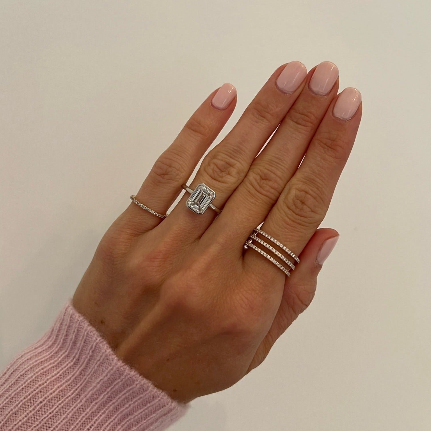 Emerald Cut with Solitaire Bezel Setting Engagement Ring