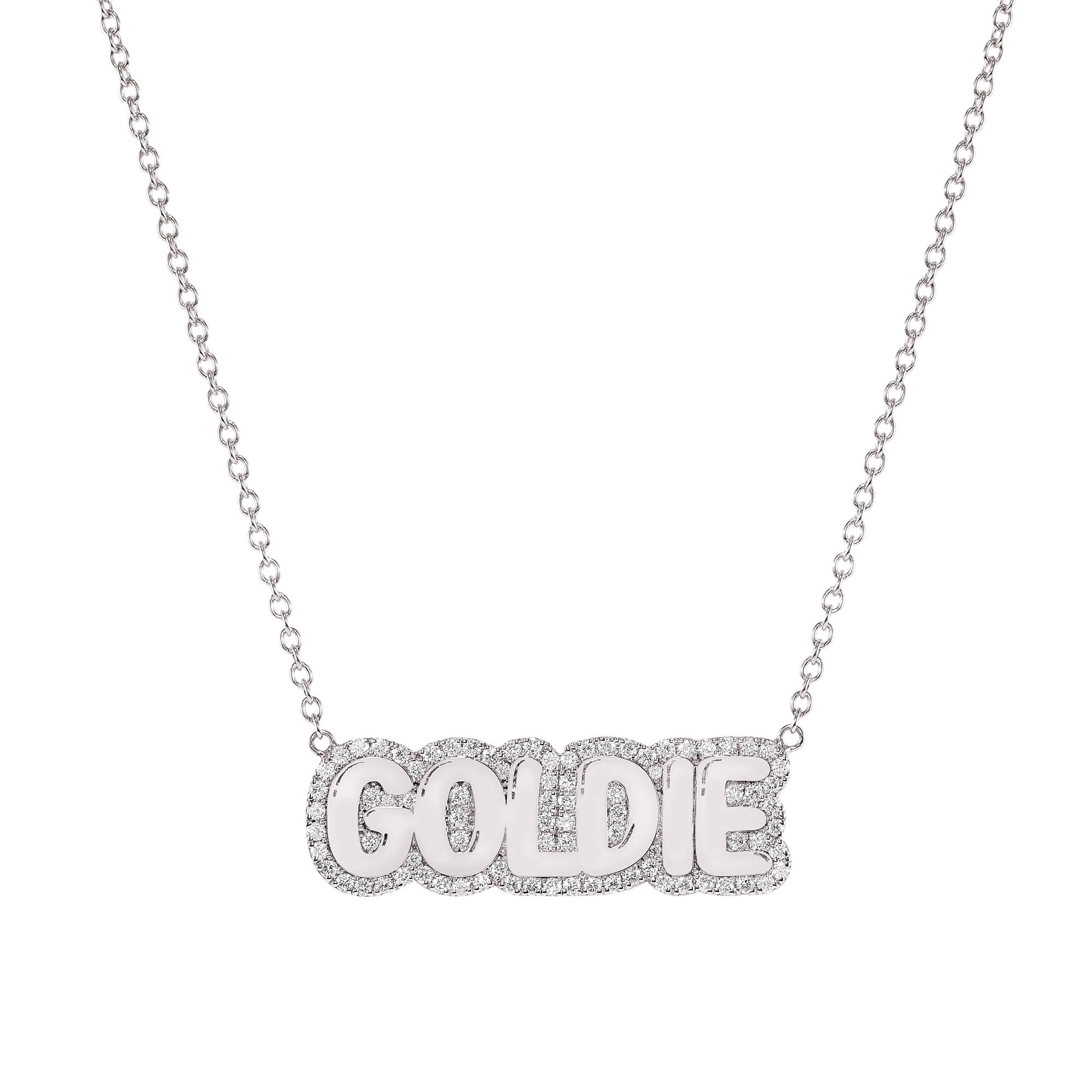 Large Bubble with Pave Outline Necklace