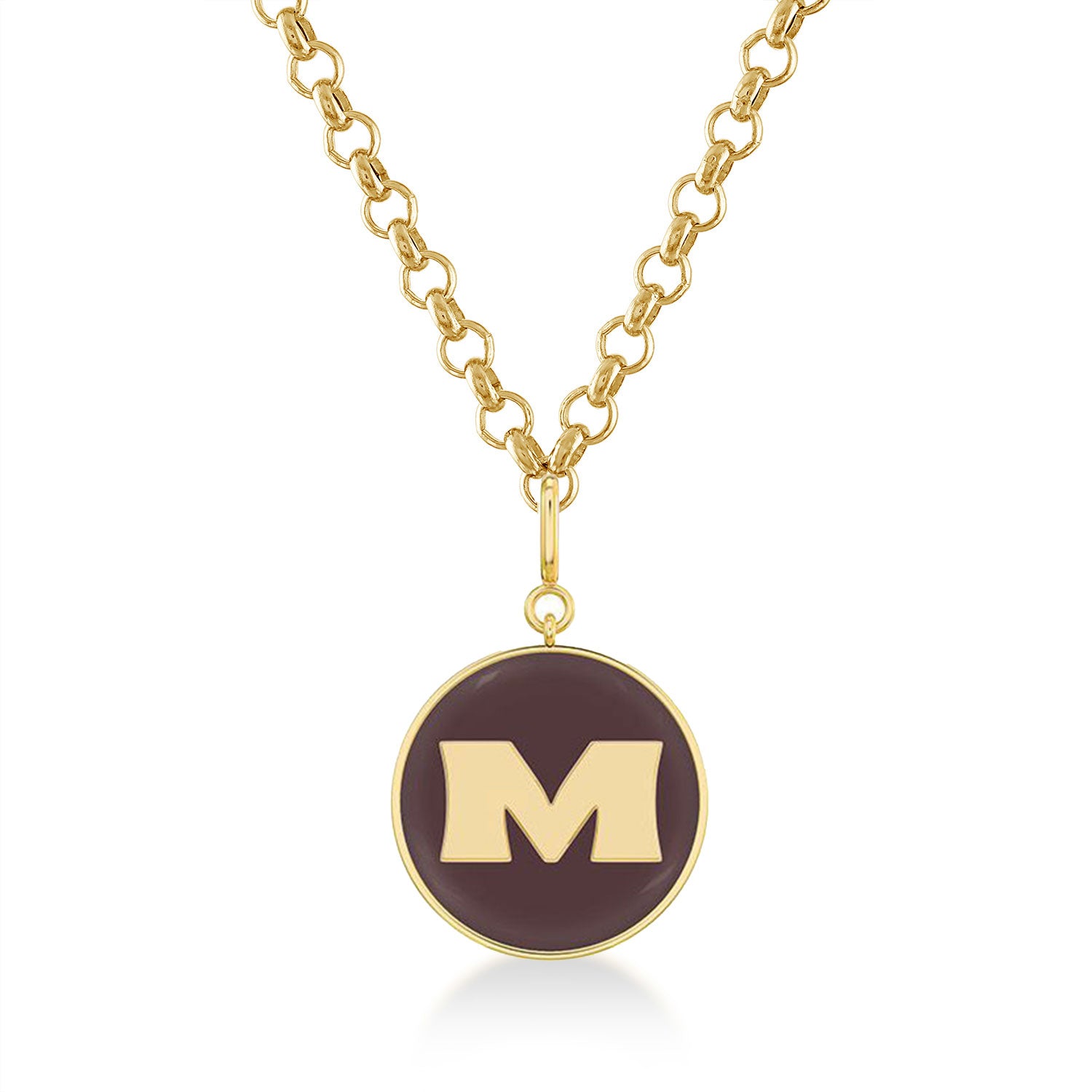 The Chocolate Enamel Letter Disc Pendant M