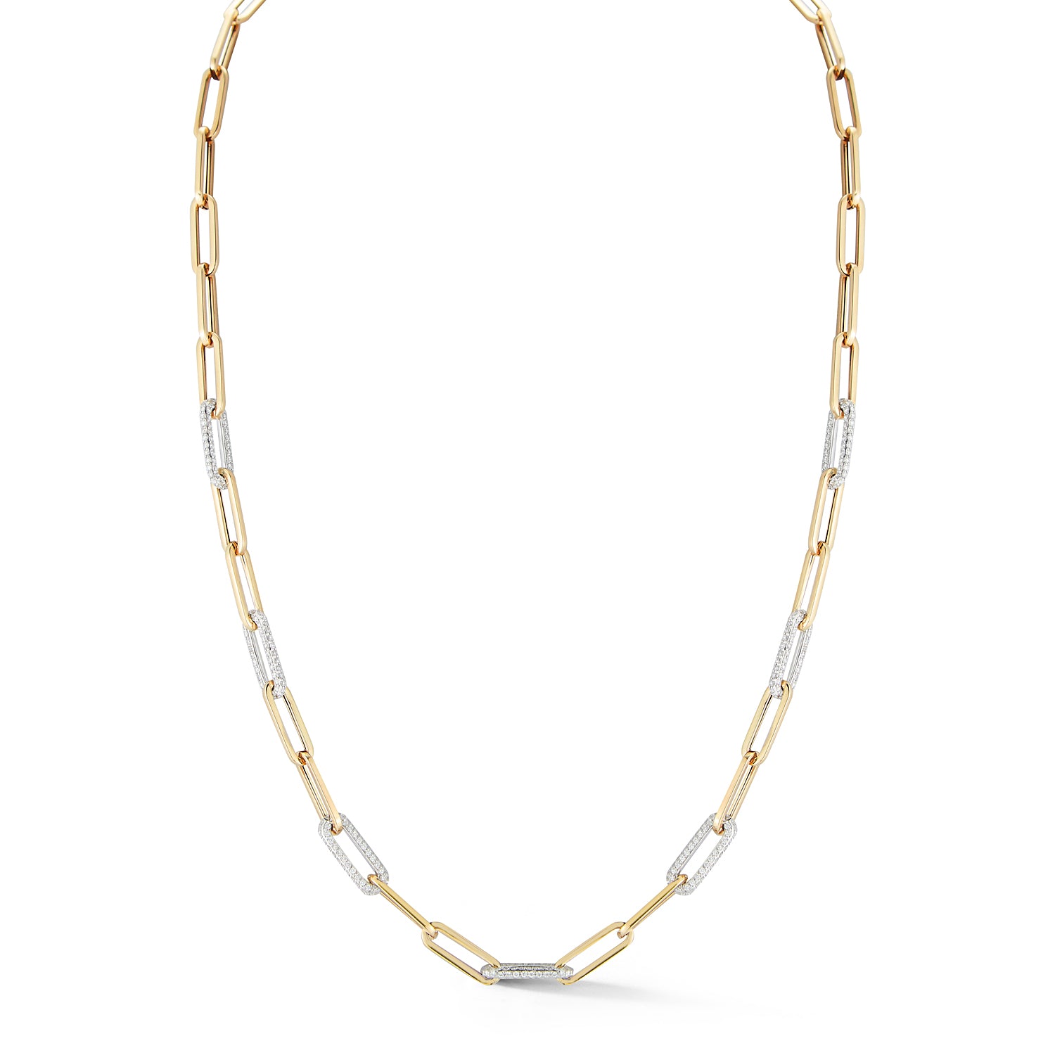 Paperclip Necklace with Diamond Links