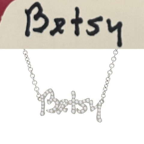 Pave Personalized Handwriting Cutout Necklace