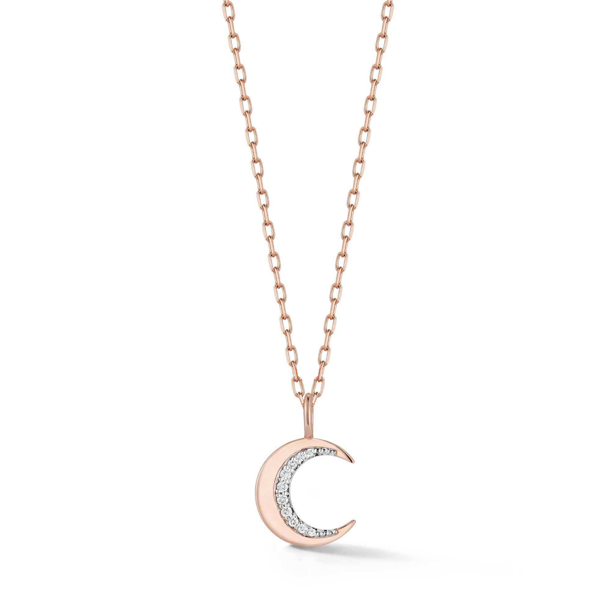 Dora Gold Mini Diamond Crescent Charm Necklace