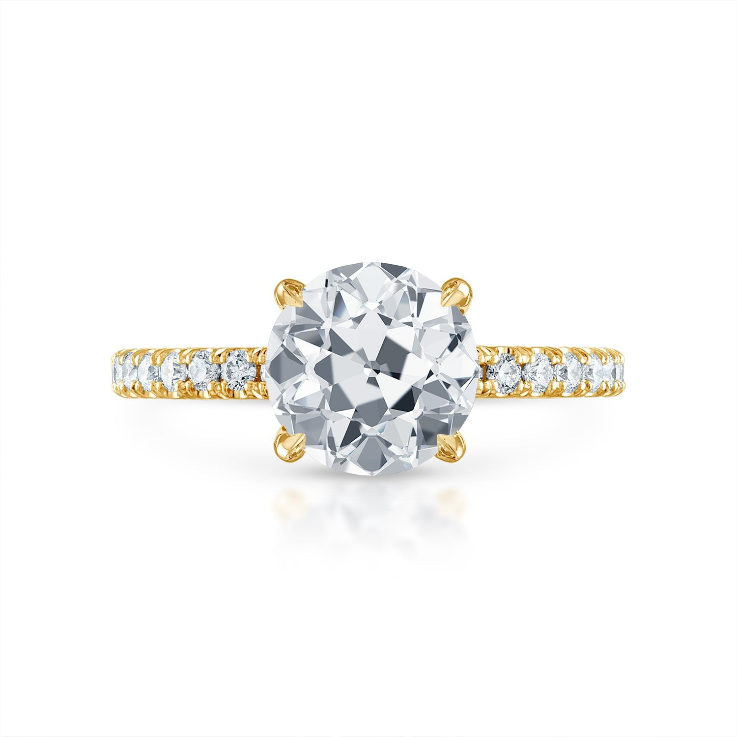 Antique Pave Engagement Ring in Yellow Gold