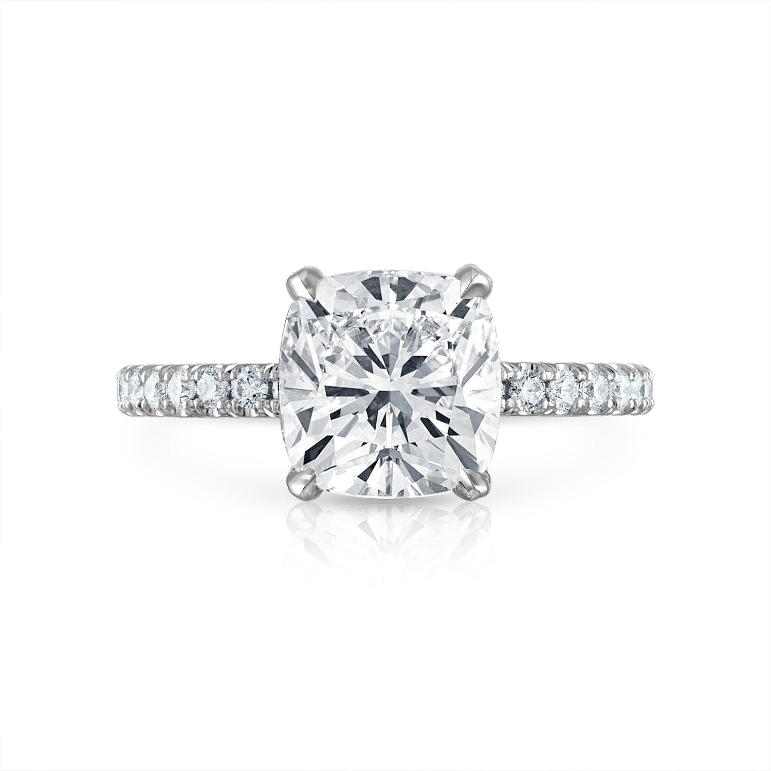 Cushion Pave Engagement Ring in Platinum